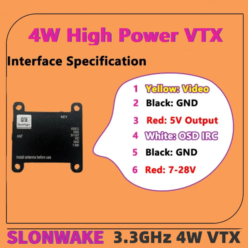 SLONWAKE FPV 3.3G 16CH 4000mW  - đánh giá và giá Drone Transmitter