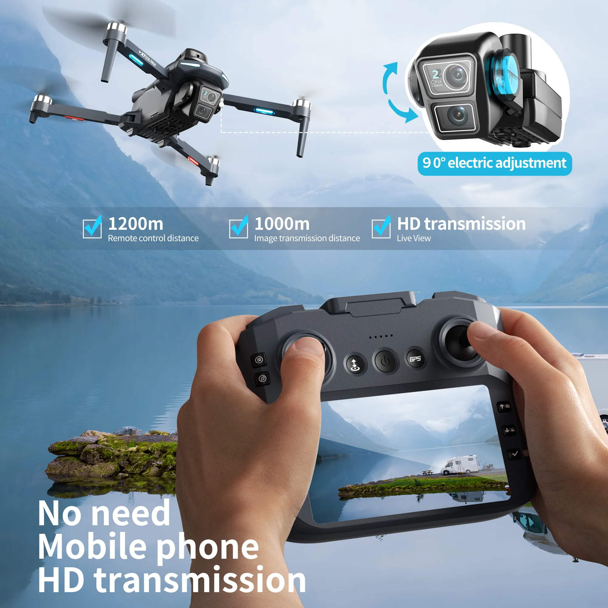 Original XT606 MAX GPS Drone 4 - đánh giá và giá Drone Gps Mount